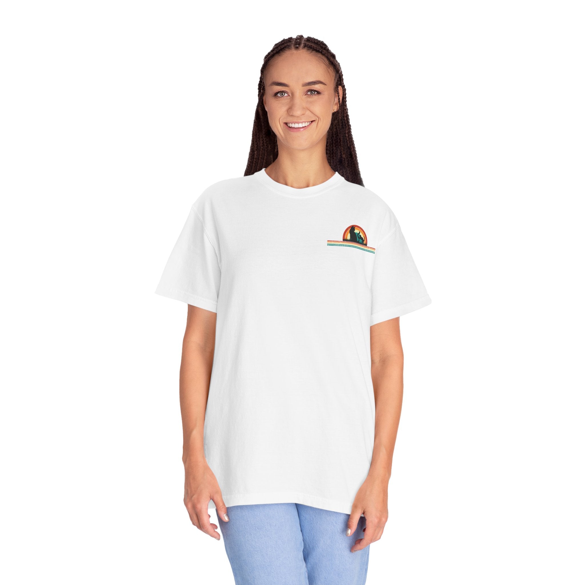 Unisex Cat & Dog Sunset Graphic T-Shirt - Casual Animal Lover Tee